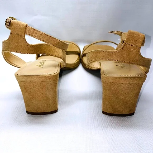 Ankis Women's Tan Suede Square Toe Ankle Strap Block Heel Sandals Size 9 - Picture 5 of 13